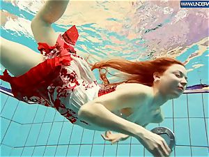 super-fucking-hot grind red-haired swimming in the pool