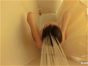fantastic ash-blonde Brett Rossi takes a ultra-cute shower